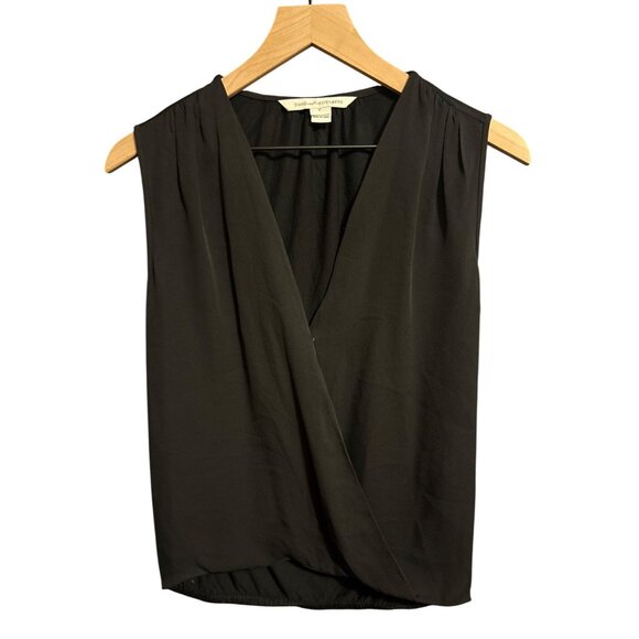 Diane Von Furstenberg Womens Black Silk Blend Sleeveless Wrap Blouse Top P - Picture 1 of 5